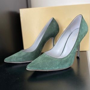 Sergio Rossi green suede pumps
